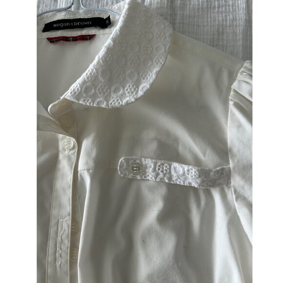 Megan Brown Off White Blouse Sz 34 - Picture 3 of 8